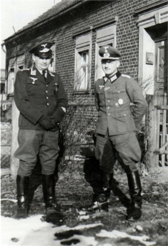 Two historical World War II photographs: left, Günther Pein in German military uniform shortly before his death in Austria; right, Howard Leo Thompson in civilian clothing