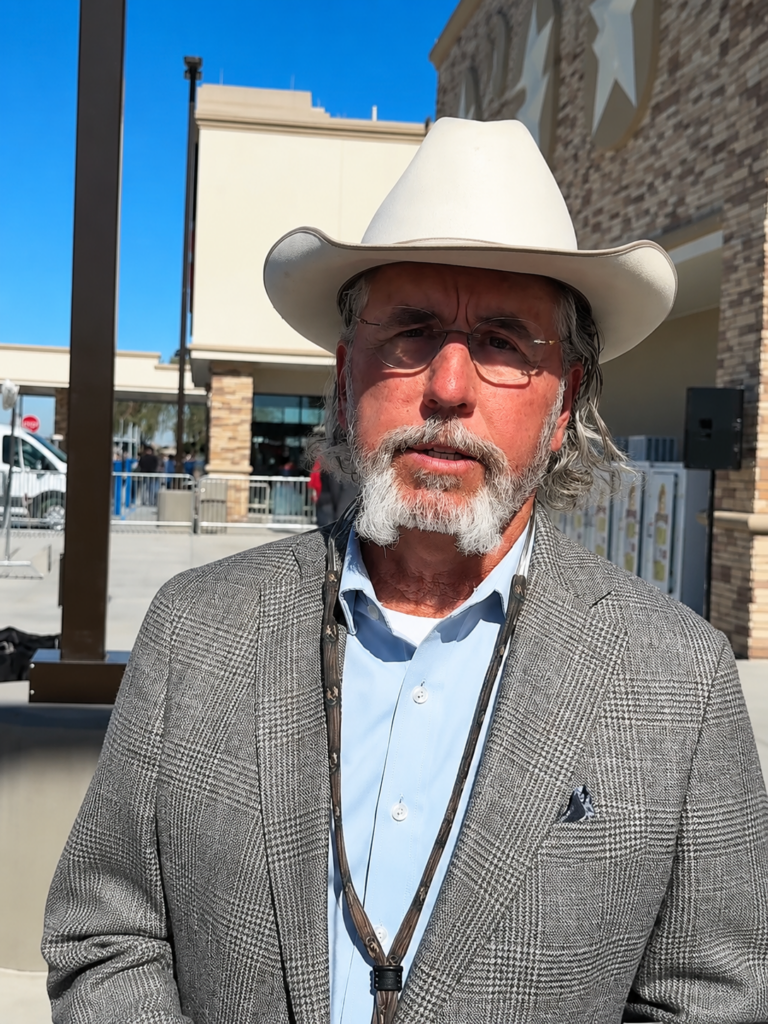 Arch Aplin responds to a question about Rebecca Beard during the Buc-ee’s Arizona grand opening in Goodyear, Arizona.