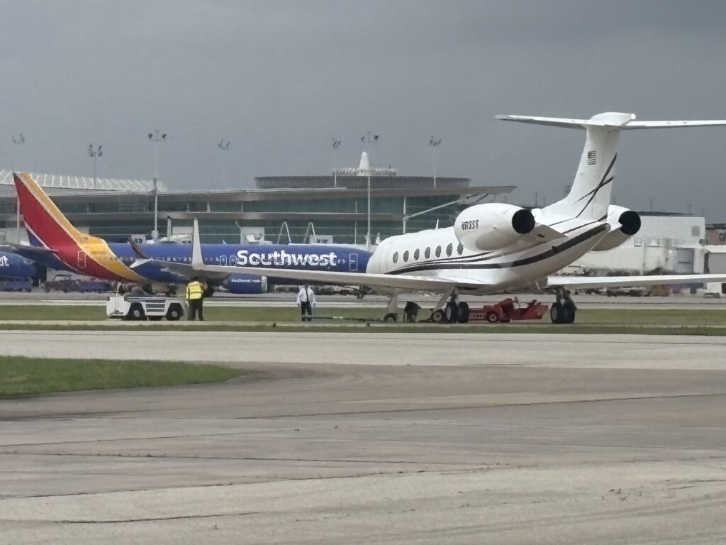 Private Jet Veers Off Taxiway at Hobby Airport