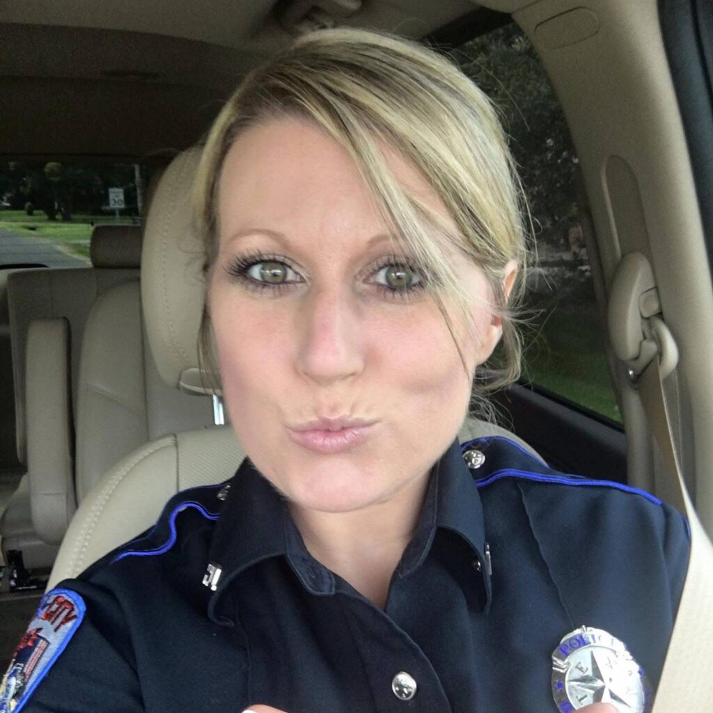 Brittany Pipkin in her police officer uniform. Rebecca Beard’s daughter says her law enforcement experience helped her analyze records and investigative documents tied to her mother’s unsolved murder.