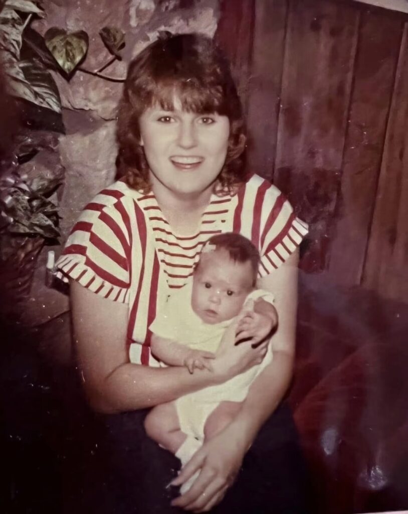 Rebecca Beard holds her infant daughter, Brittany Pipkin, in a family photograph taken before Rebecca’s disappearance in 1986.