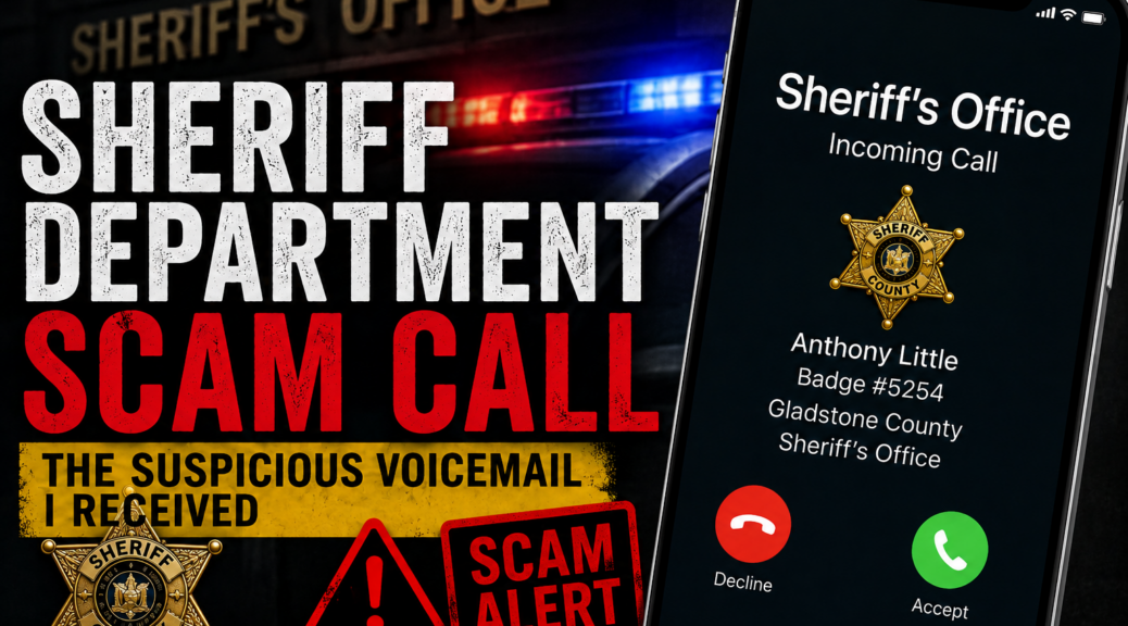 Sheriff department scam call displayed on a smartphone warning consumers about phone scams.
