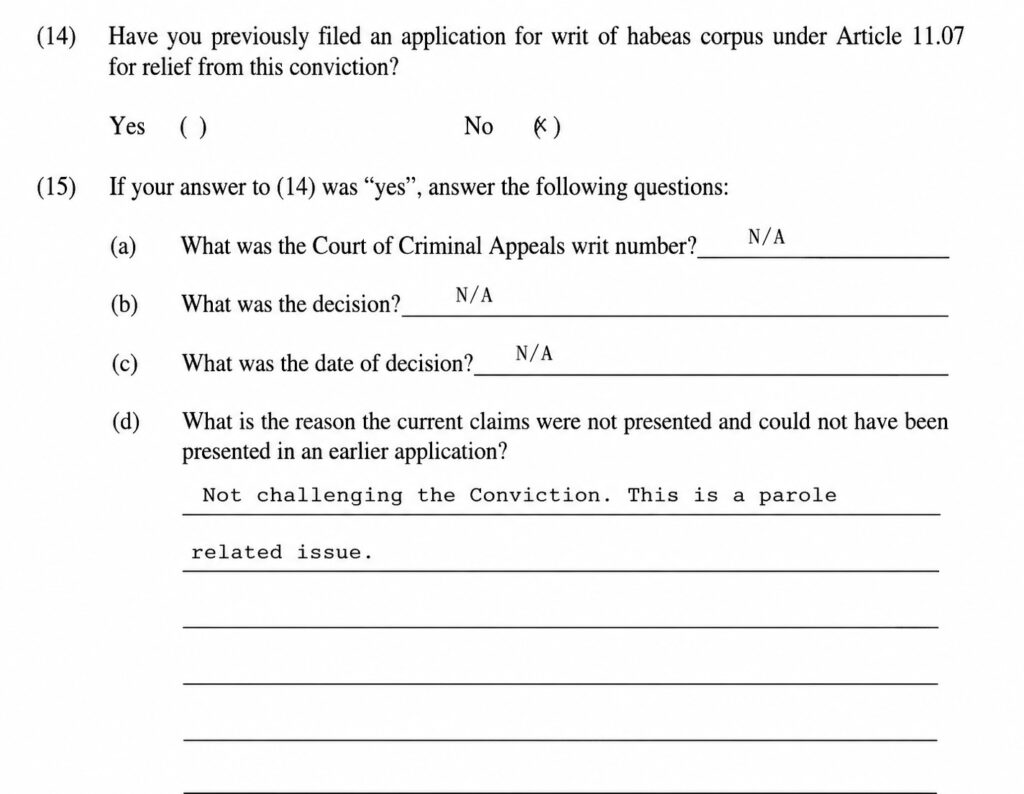 Paul Taylor 2007 writ stating he was not challenging his murder conviction