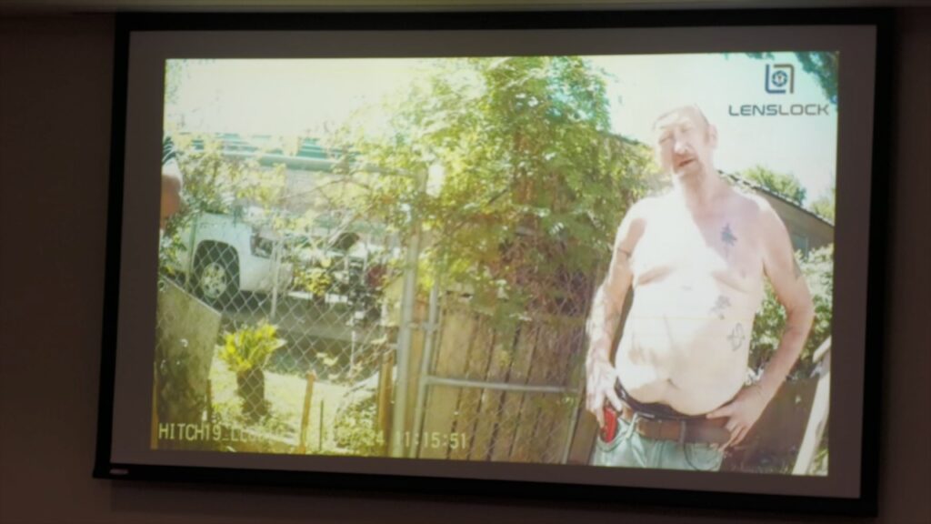 James Elmore Jr. appears in recorded video evidence shown during his trial in Galveston County.