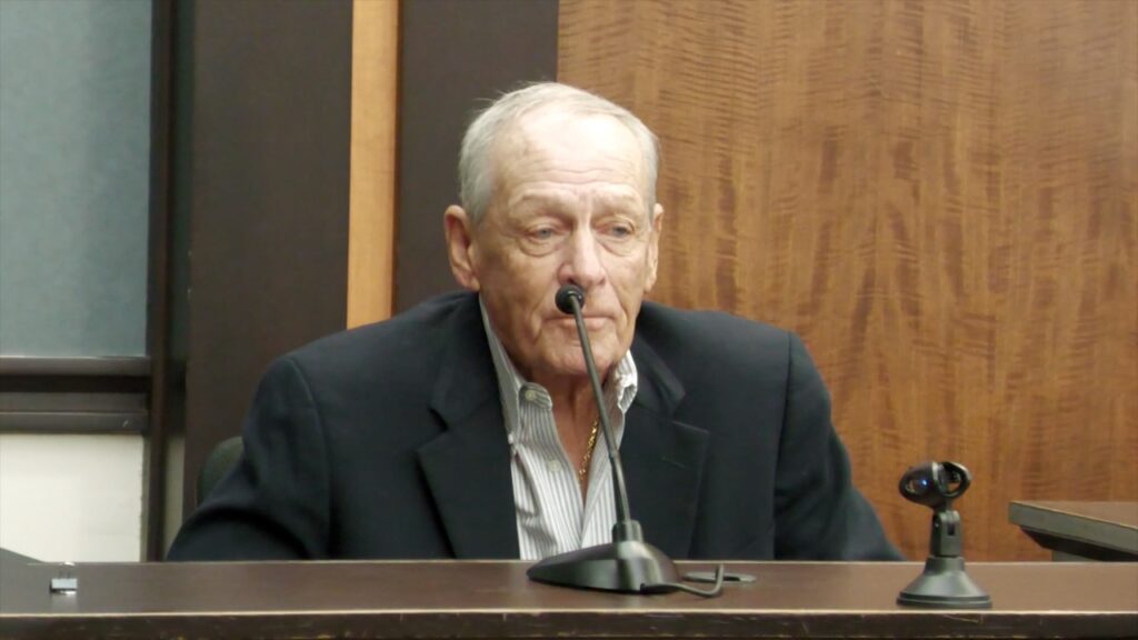 Tim Miller testifies about his daughter Laura Miller during the James Elmore Jr. trial in Galveston County.