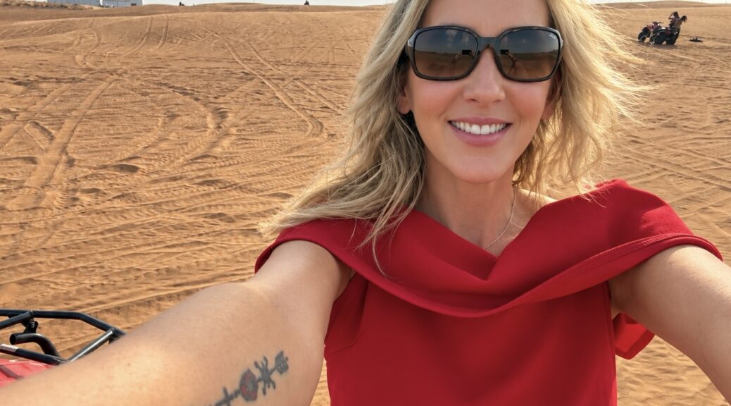 Investigative reporter Tammy Rose in the Dubai desert