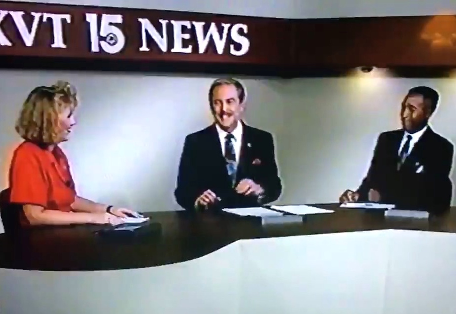 Tammy Rose working as the main weather anchor at WXVT 15 News in Greenville, Mississippi, alongside two fellow news anchors.