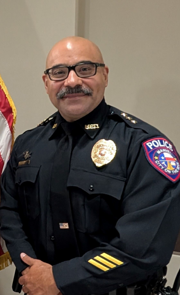 Rick Alvarado, interim Manvel police chief, in police uniform.